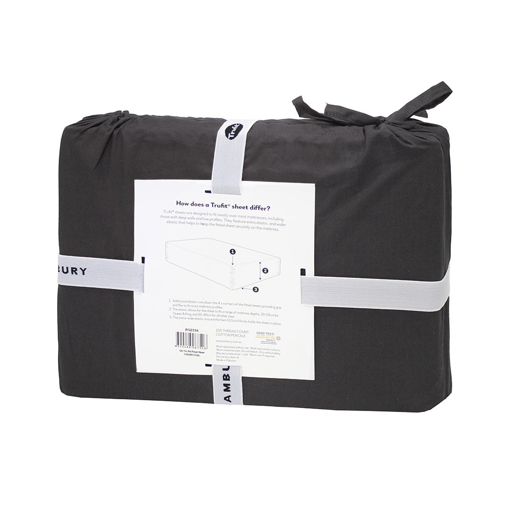 Bambury Size Queen Bed Tru Fit Sheet Set Charcoal Home Bedding