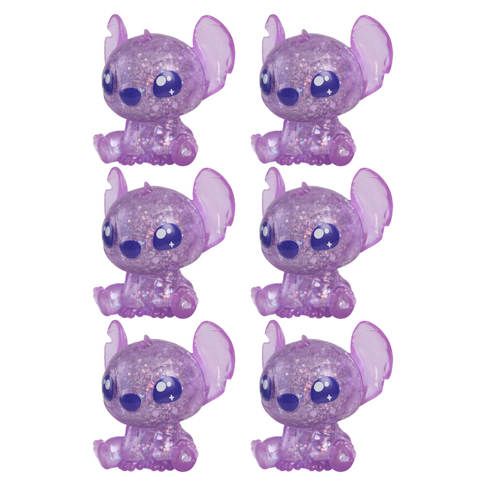 6PK Stitch Squish-A-Stitch Toy Glittery Blind Capsule Collectable Figure 3y+