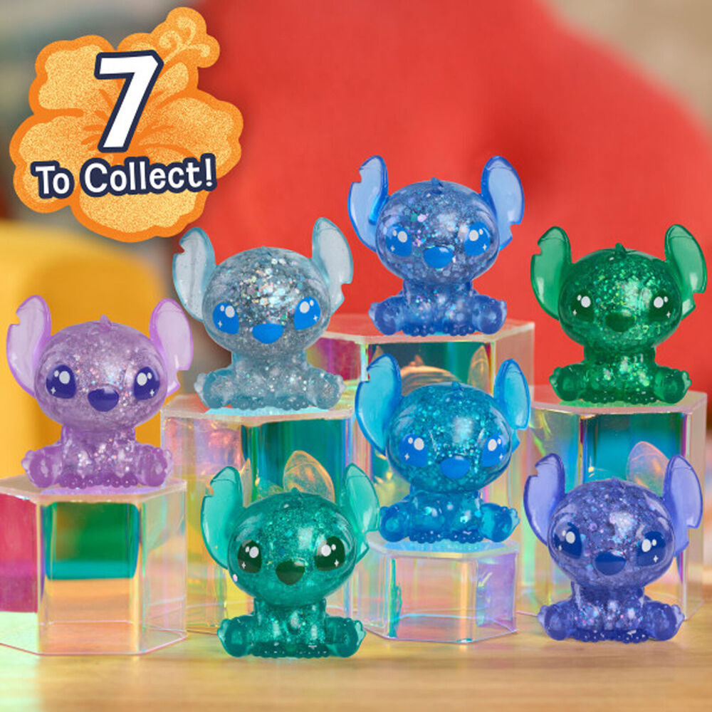 6PK Stitch Squish-A-Stitch Toy Glittery Blind Capsule Collectable Figure 3y+