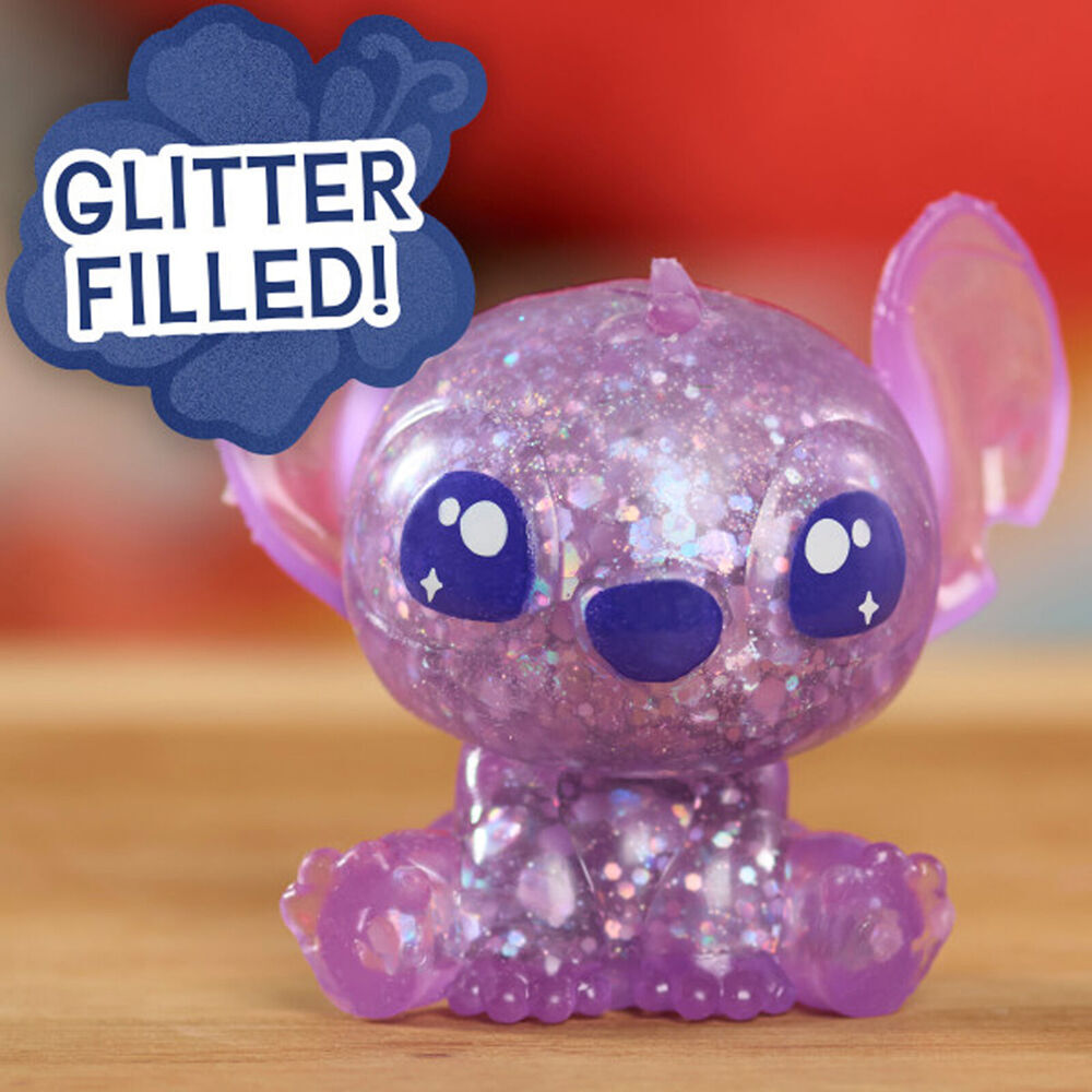 6PK Stitch Squish-A-Stitch Toy Glittery Blind Capsule Collectable Figure 3y+