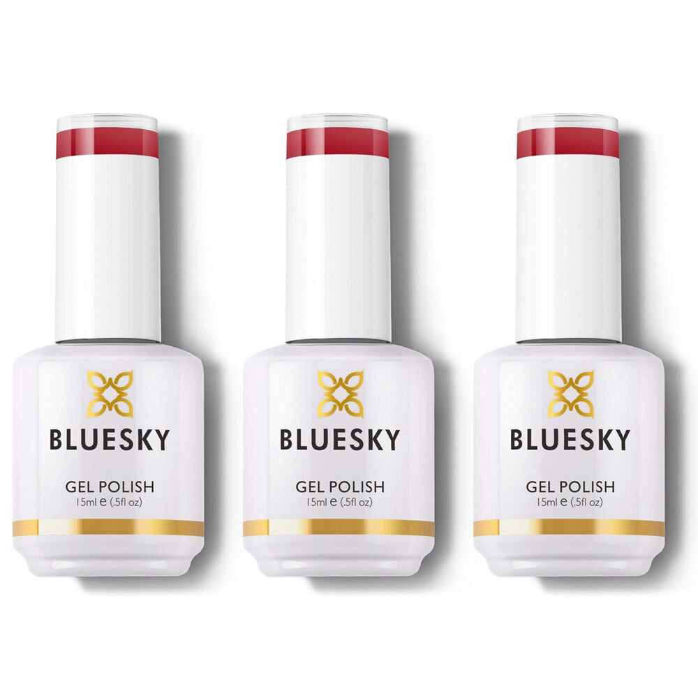3PK Bluesky D160 Pillar Box Red Gel Polish Nail Manicure Colour UV LED Lacquer 15ml