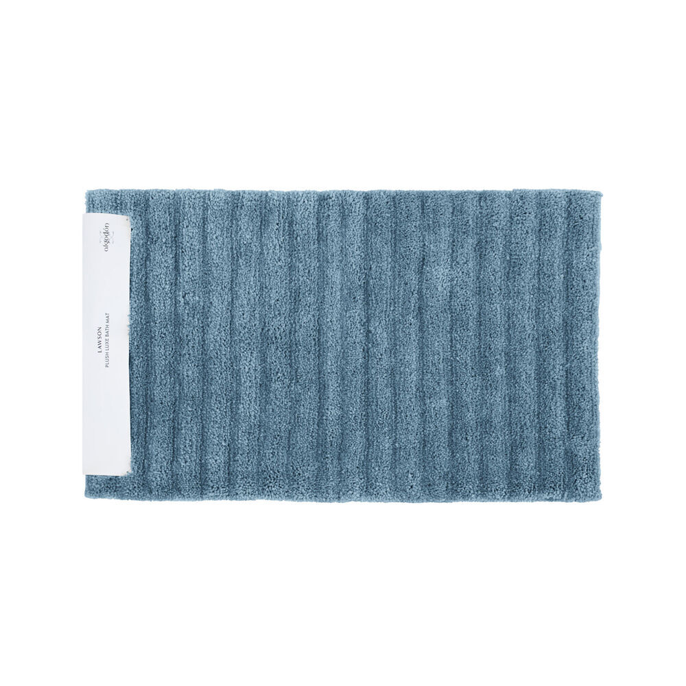 4pc Algodon Polyester Lawson Plush Bath Runner Non-Slip Mat Set Denim 50x50cm