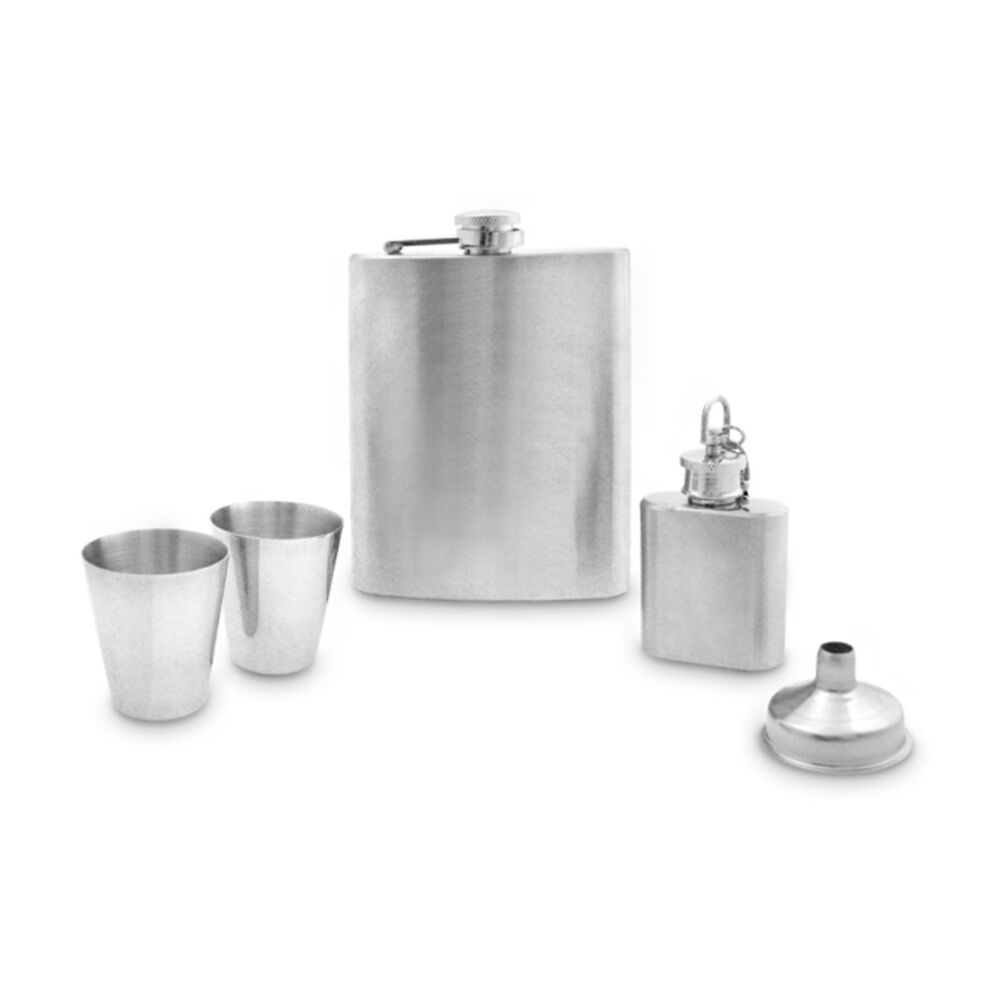 5pc Hip Drinking Stainless Steel Flask Spirits Drinking Set Plain 210ml