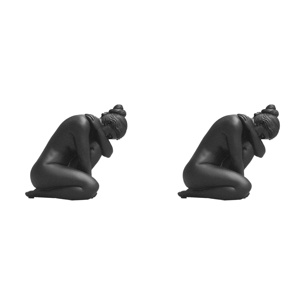 2PK White Moose Resin Body Sculpture Georgie Home Decor - Black