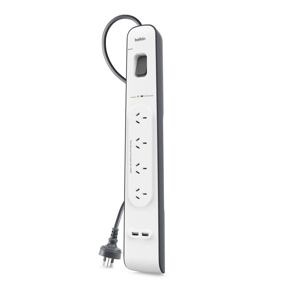 2x Four-Outlet Surge Protection With 2 Usb Ports