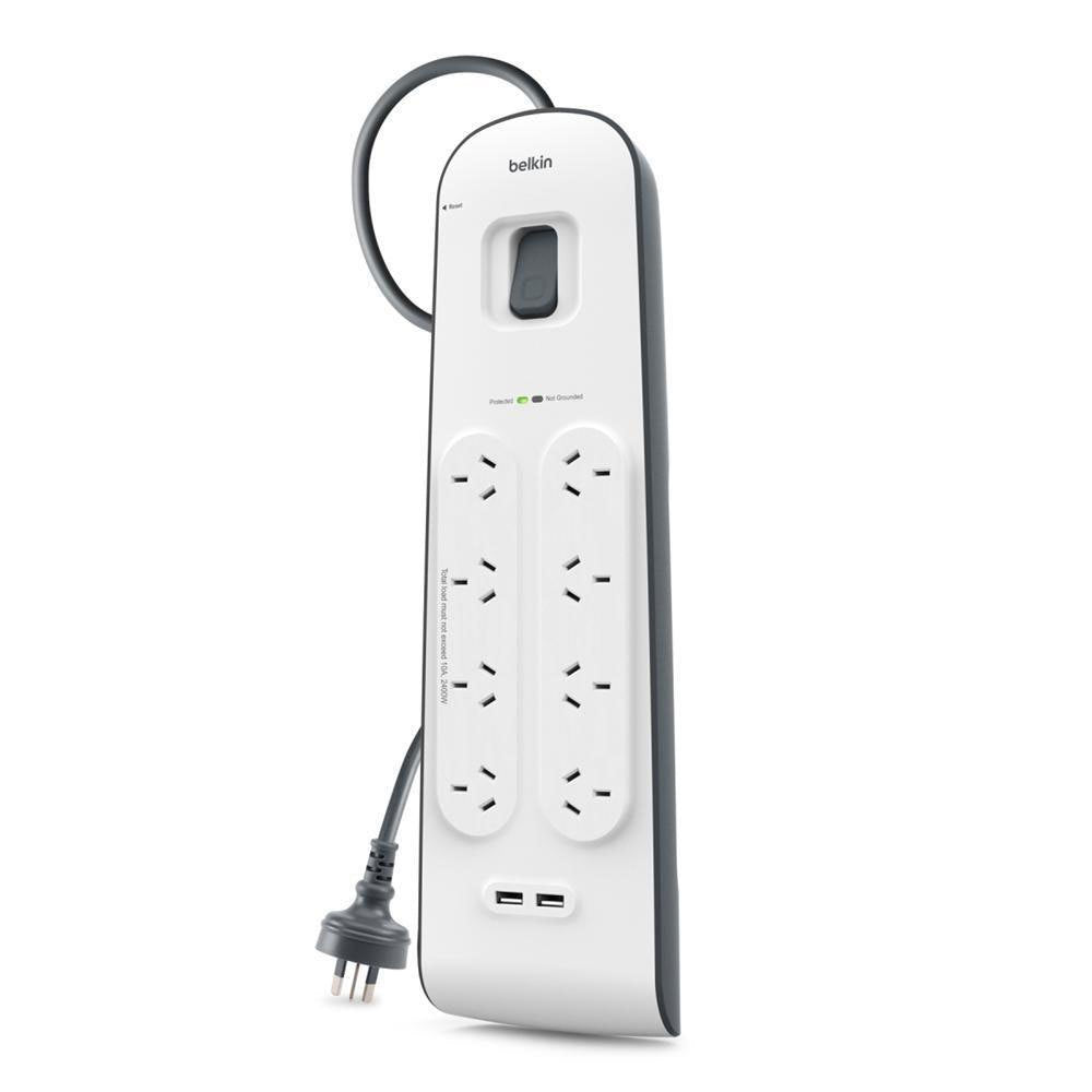2x 2.4 A USB Charging 8-outlet Surge Protection Strip