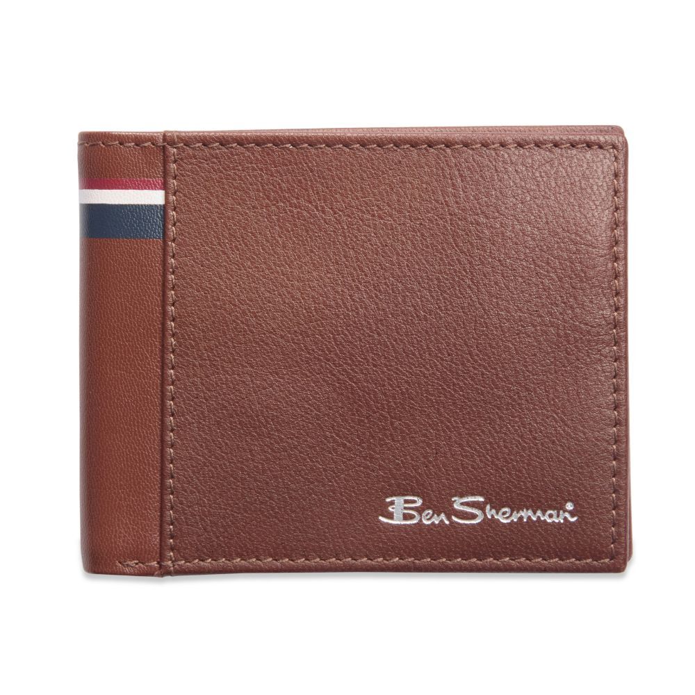 Ben Sherman Men's Bi-Fold Wallet w/ Spine Print - Tan