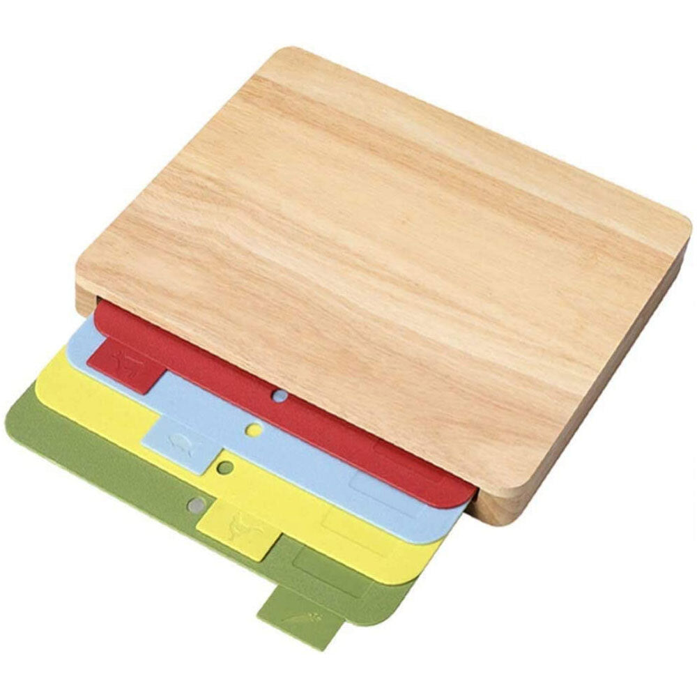 Kuvings Wooden Cutting & Storage Board w/ Colour Coded Chopping Mats