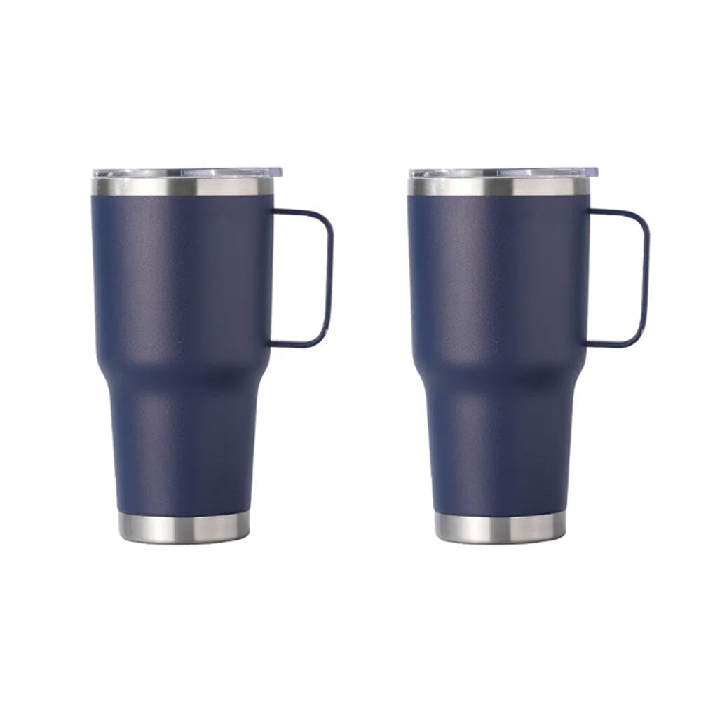 2PK Kuvings Stainless Steel 880mL/30oz Tumbler w/ Lid & Handle - Dark Blue