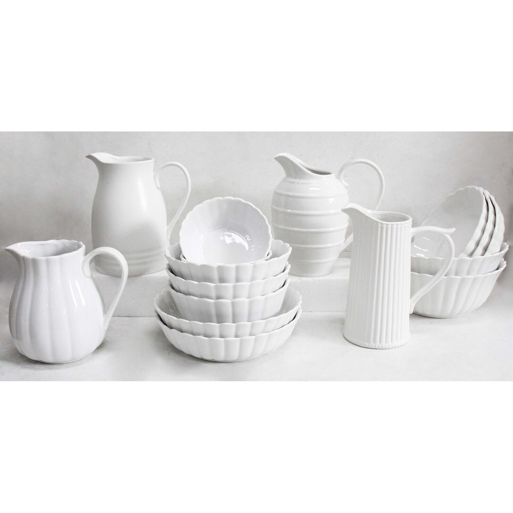 LVD Grove Bayleaf Ceramic 22cm Jug Pitcher Decorative Container - White