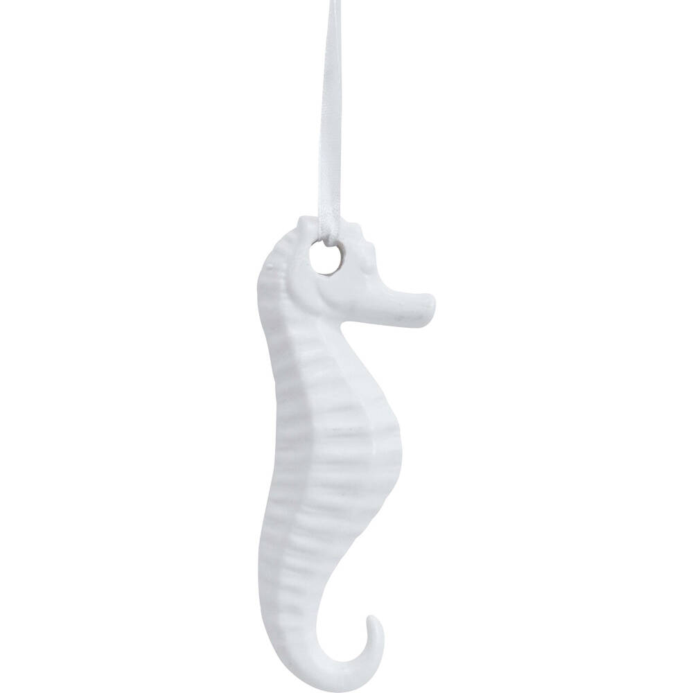 4PK LVD Ceramic Hanging Seahorse Home/Office Decor 12x5cm - White