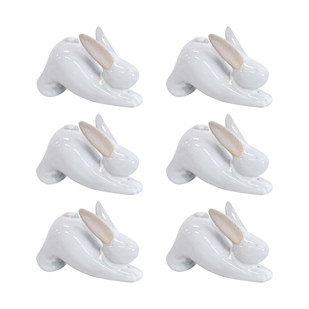 6PK LVD Yoga Bunny B Ceramic Figurine Home/Lounge Decor 7.5cm White