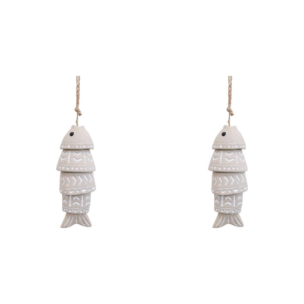 2PK LVD Hanger Fish Ceramic Hanging Ornament Decor Natural 26cm