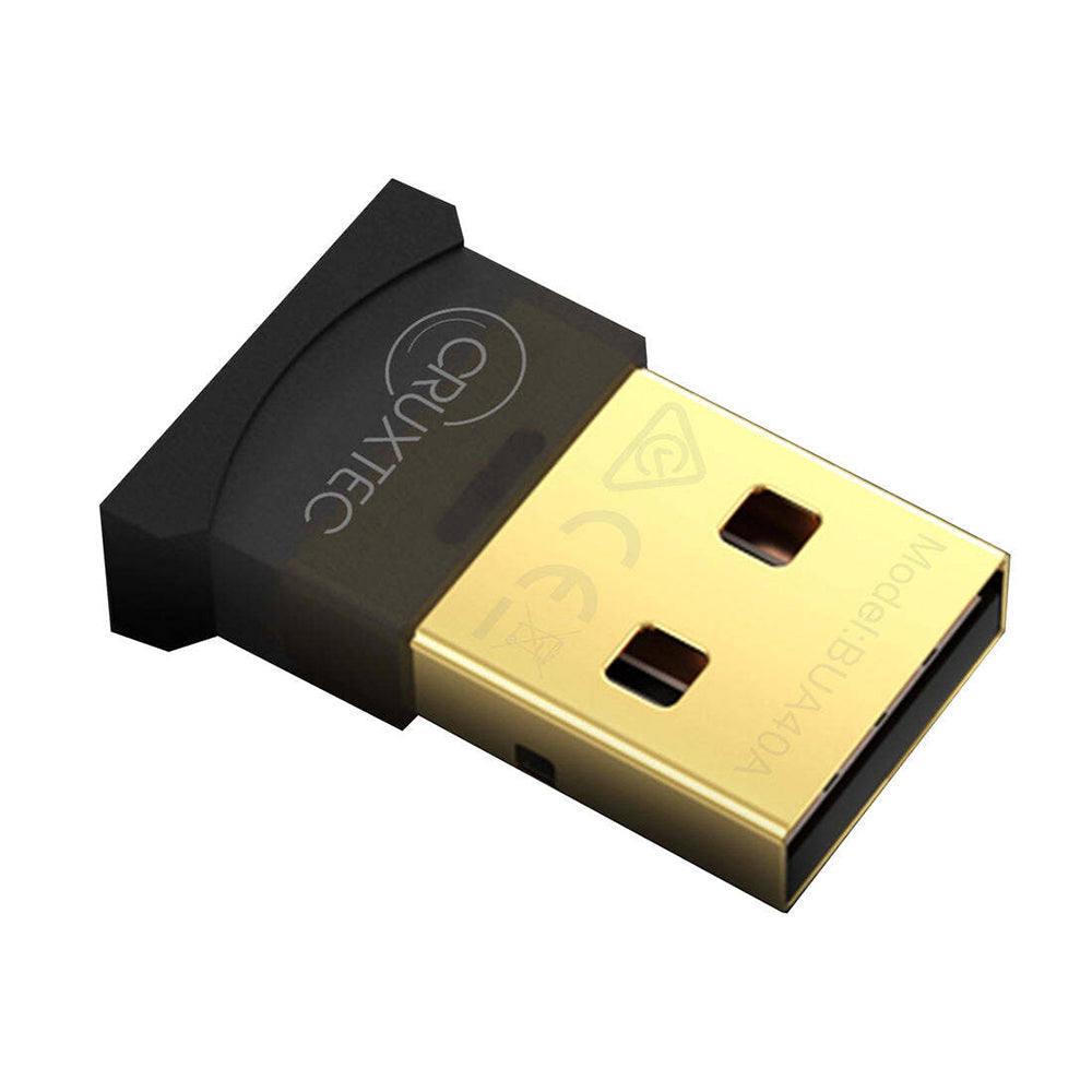 Cruxtec Gold Plated Bluetooth Dongle 4.0 Nano USB Adapter - Black