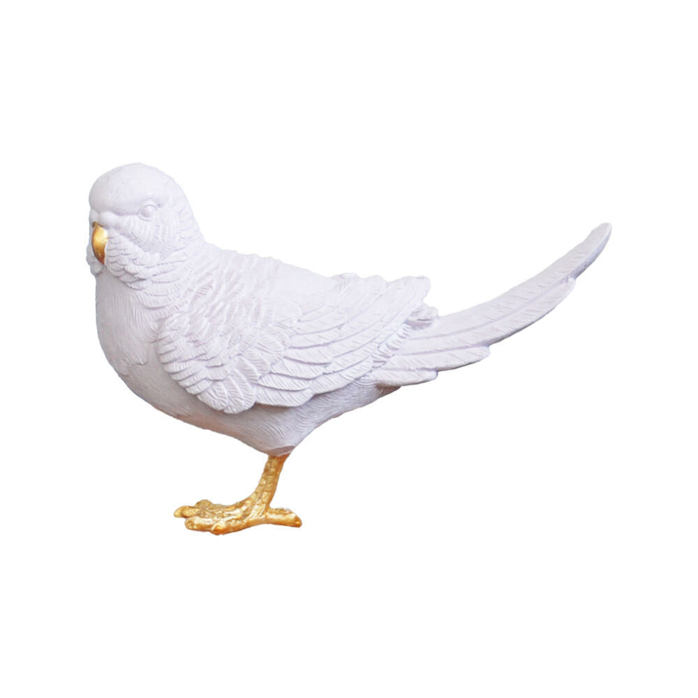 White Moose Budgie Home Decor Resin Sculpture/Figurine 14x10.5x6cm Lilac/Gold