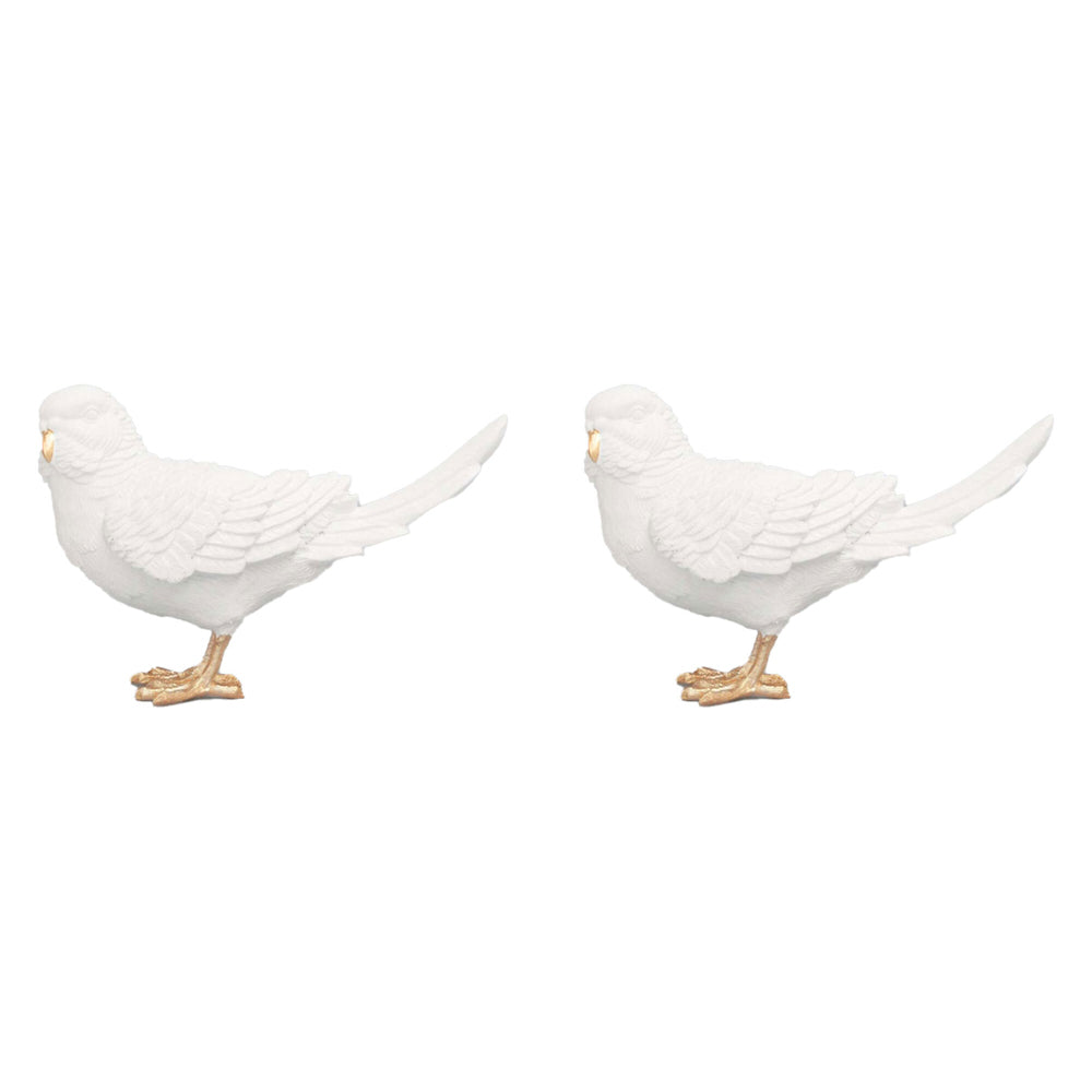 2PK White Moose Resin Budgie Home/Office Living Room Decor - White