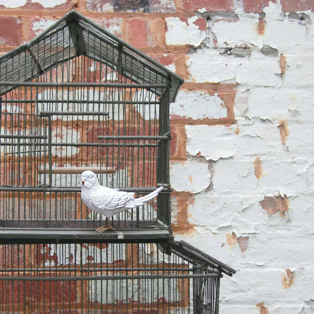 2PK White Moose Resin Budgie Home/Office Living Room Decor - White