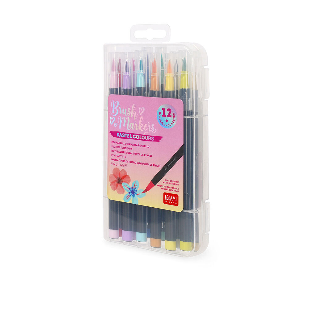 3x 12pc Legami Brush Markers Drawing Pen Pastel Colours Set Soft Tip