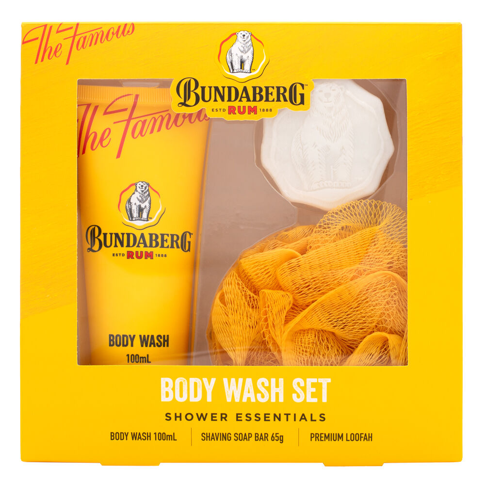 3pc Bundaberg Rum Body Wash Set Mens Shower Essentials
