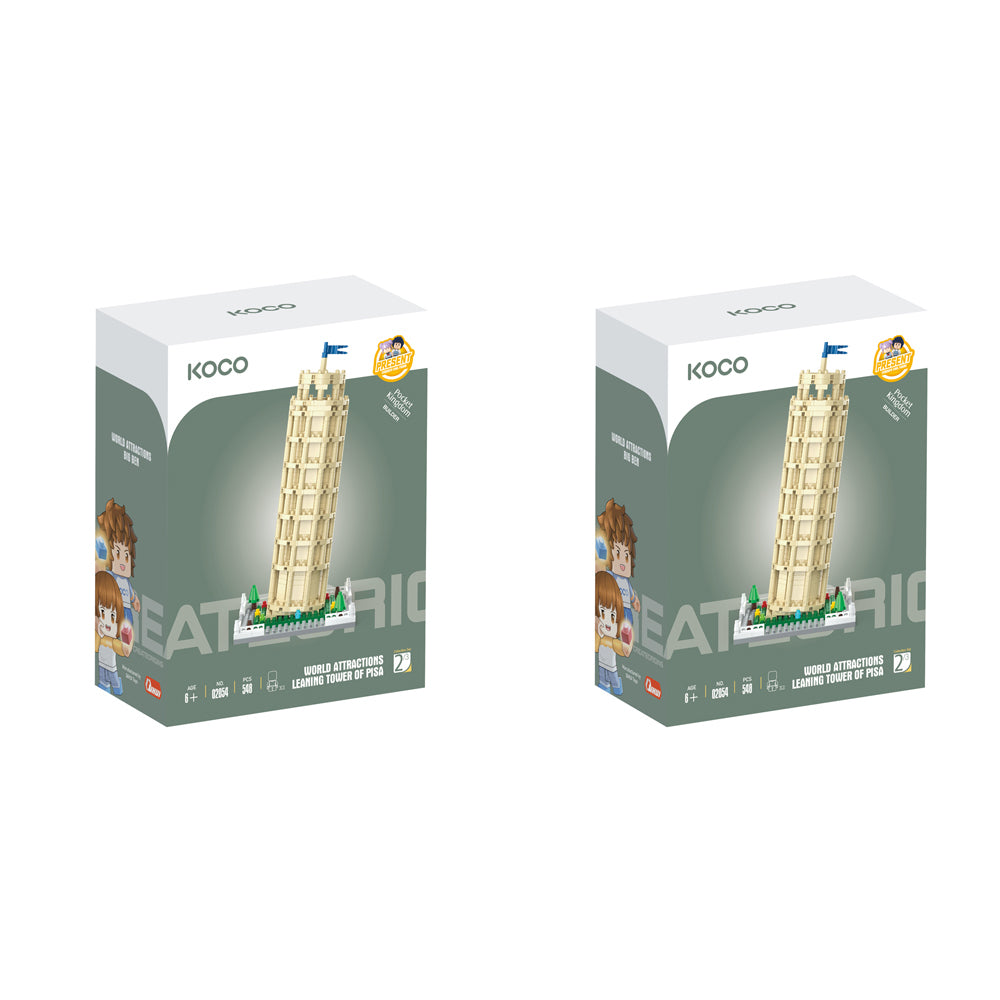 2x 548pc Koco Leaning Tower of Pisa Kids/Children Building Bricks Toy 6y+