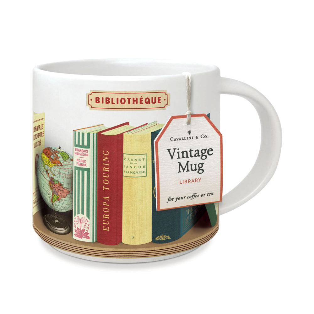 Cavallini Vintage Glassware Coffee/Tea Mug 414ml/19.5cm - Vintage Book