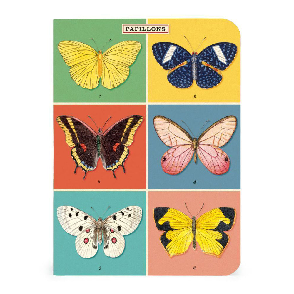 2x 3pc Cavallini Mini Notebook Set Writing Stationery - Butterflies