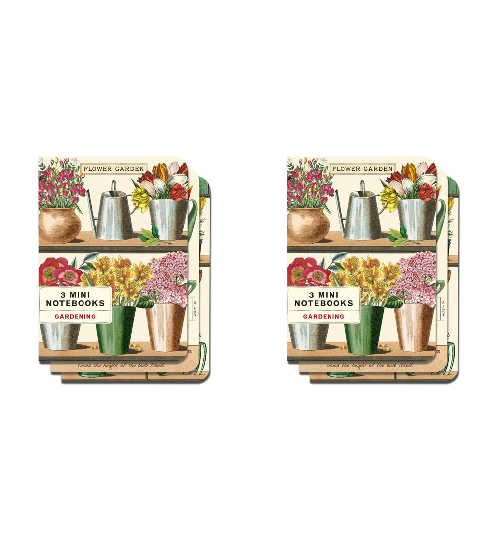 2x 3pc Cavallini Mini Notebook Set Writing Stationery - Garden