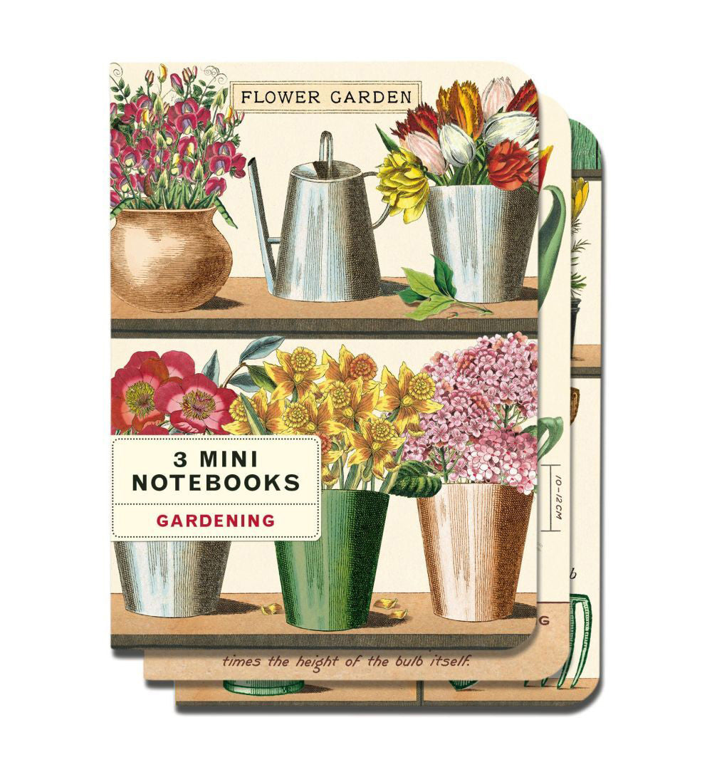 2x 3pc Cavallini Mini Notebook Set Writing Stationery - Garden