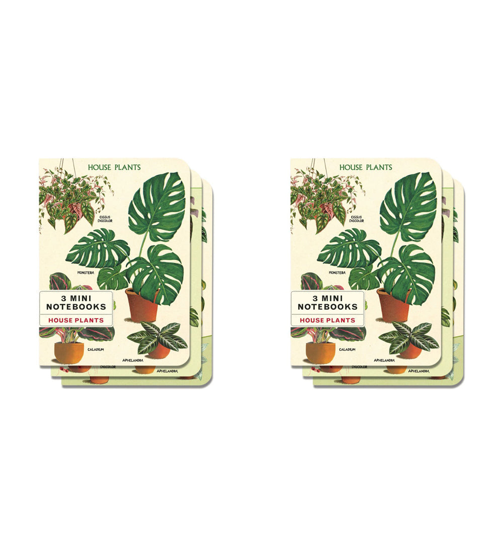 2x 3pc Cavallini Mini Notebook Set Writing Stationery - House Plants