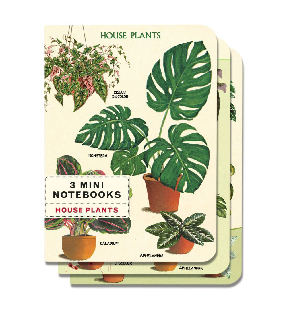 2x 3pc Cavallini Mini Notebook Set Writing Stationery - House Plants