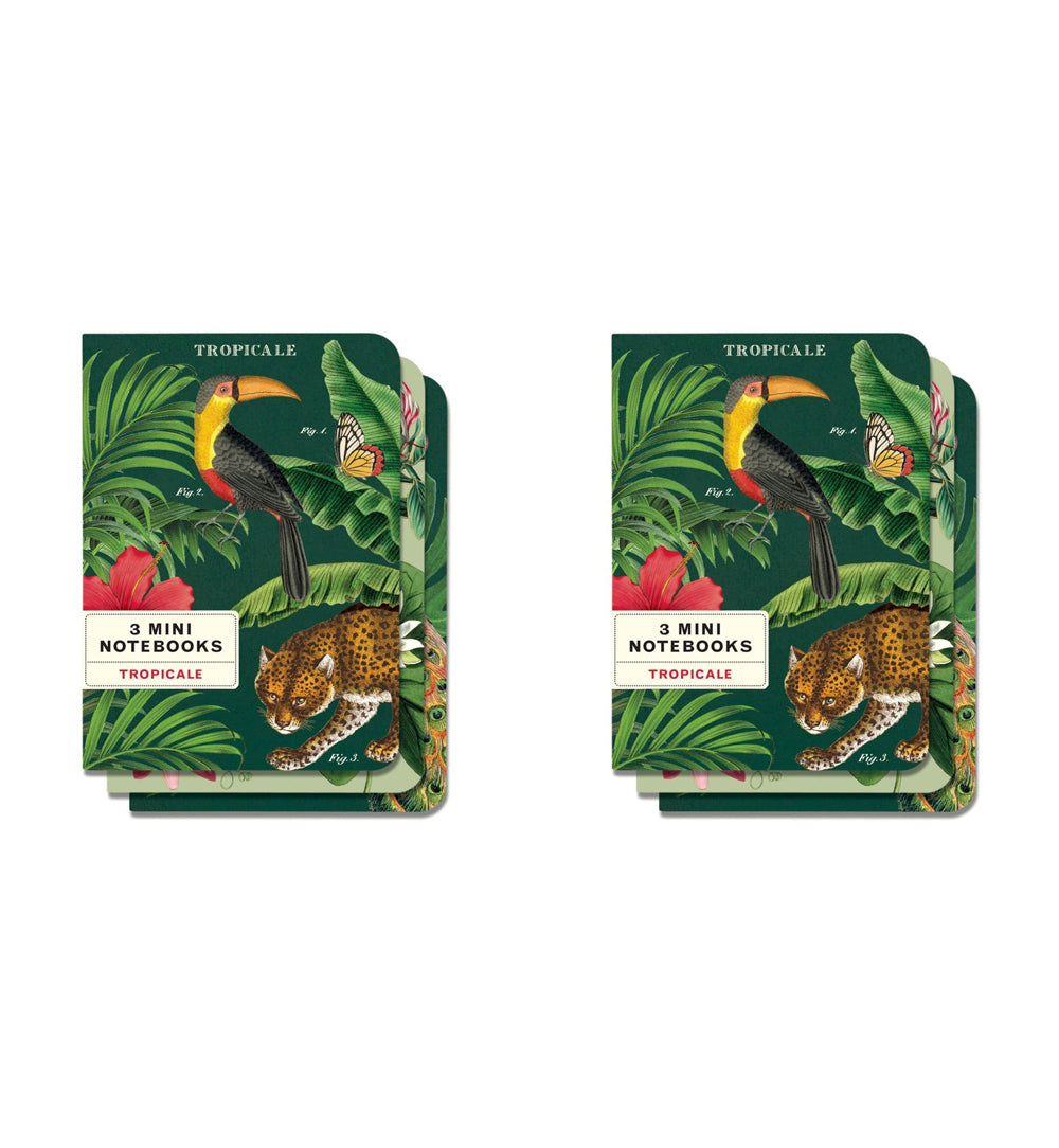 2x 3pc Cavallini Mini Notebook Set Writing Stationery - Tropicale