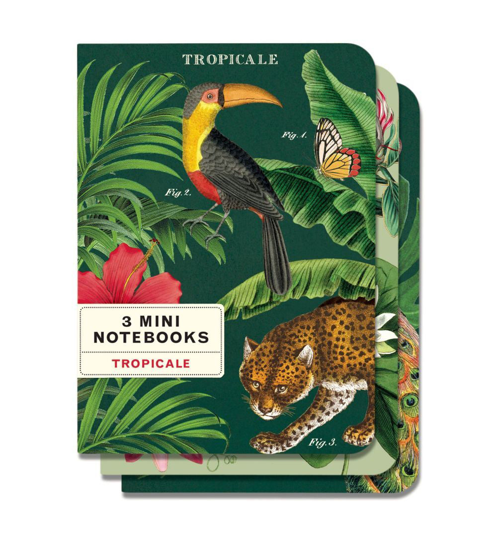 2x 3pc Cavallini Mini Notebook Set Writing Stationery - Tropicale