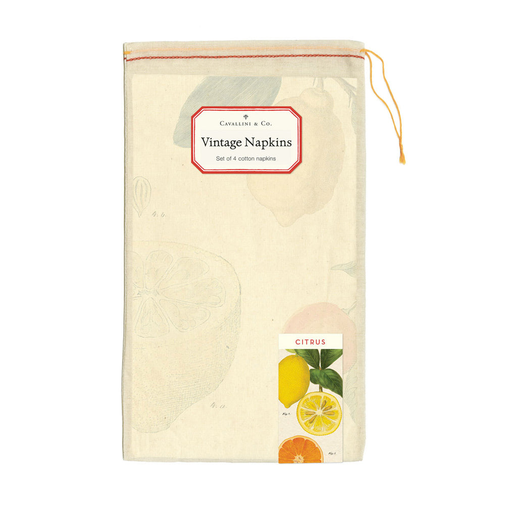 4pc Cavallini Cotton Table Cloth Napkins Set 48cm - Citrus