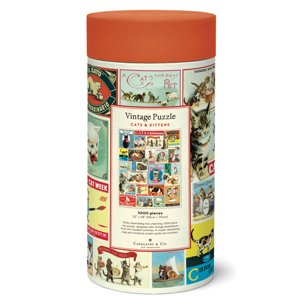 1000pc Cavallini Jigsaw Puzzle Vintage Cat 55x70cm Educational Game