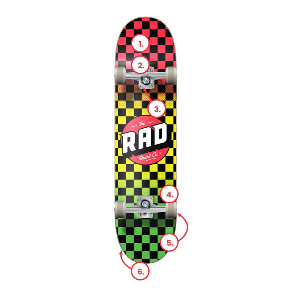 Rad Board Co Dude Crew Checkers Skateboard Black/White 8in