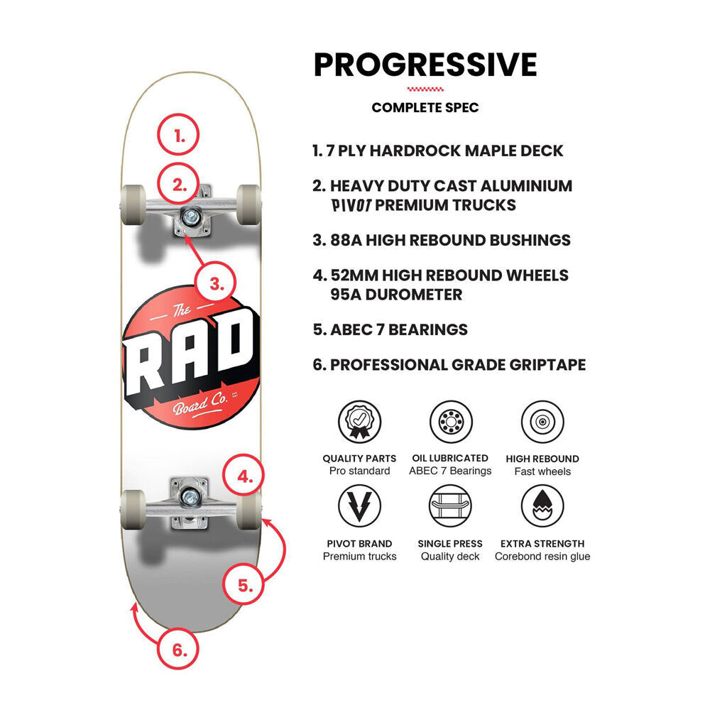 Rad Board Co Complete Progressive Premium Decks Echo White 8.125in