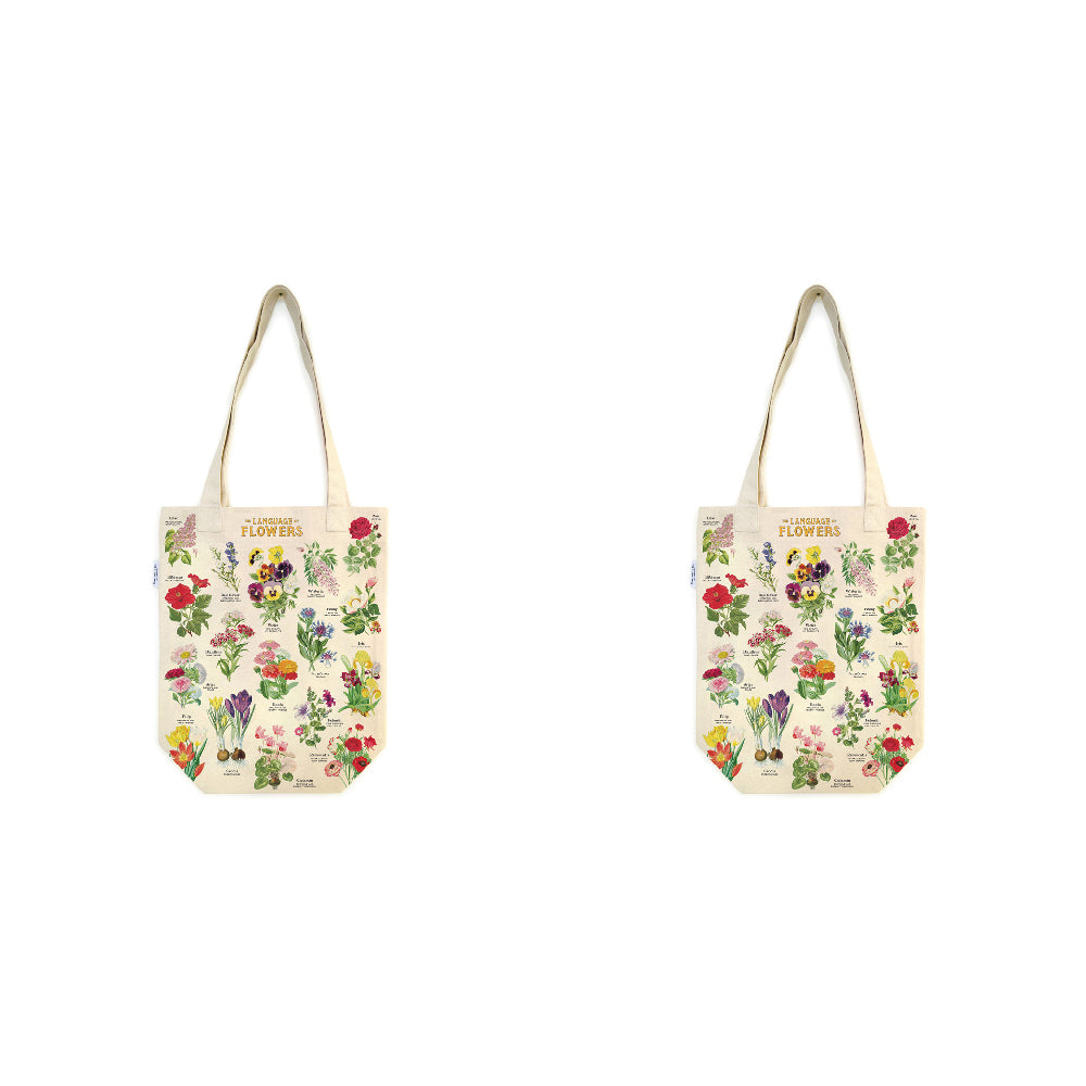 2PK Cavallini Cotton Carry All Tote Bag 33x40cm - Language of Flowers