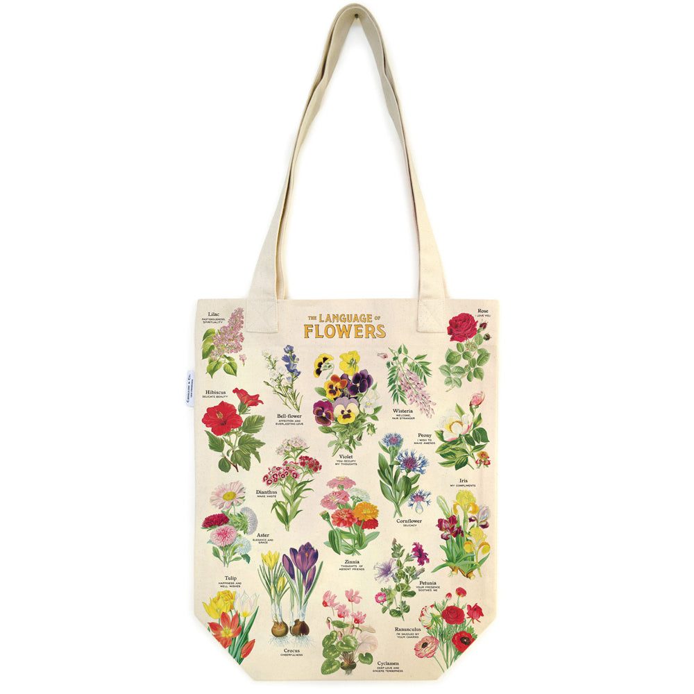 2PK Cavallini Cotton Carry All Tote Bag 33x40cm - Language of Flowers