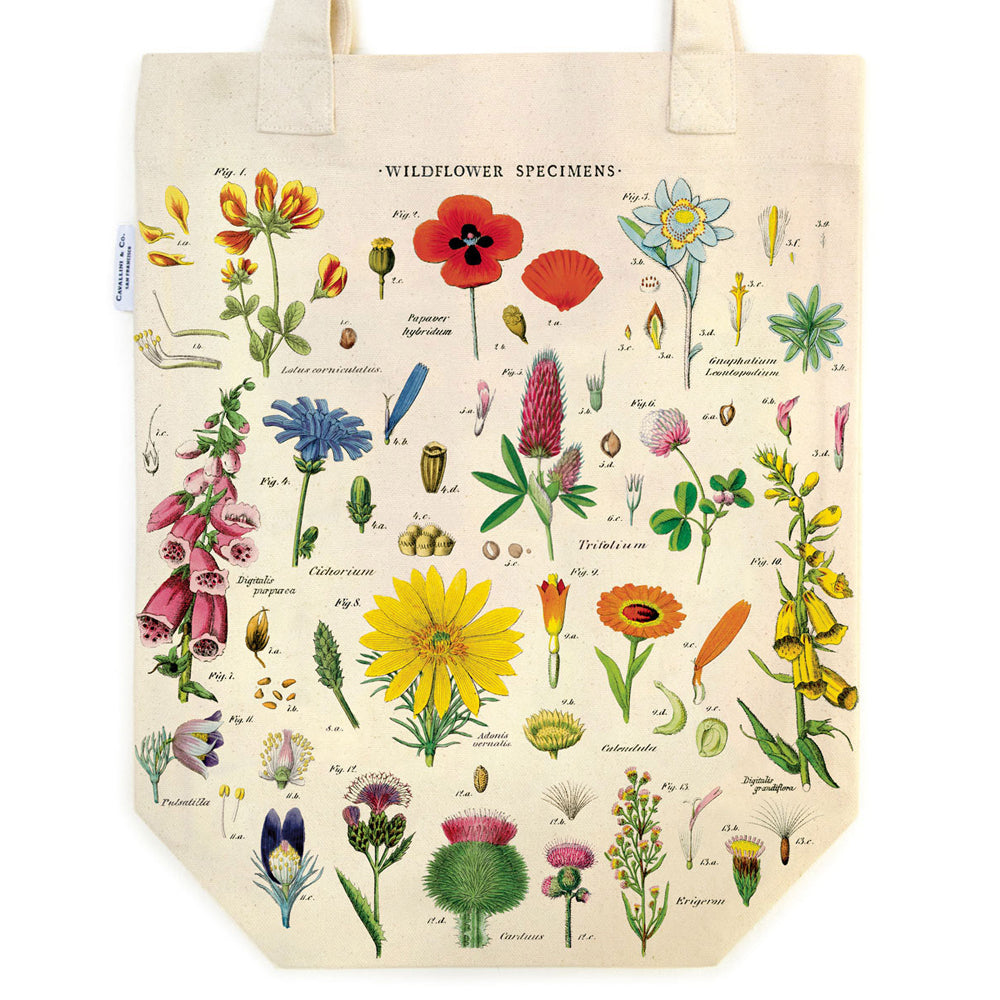 Cavallini Cotton Carry All Tote Bag 33x40cm - Wildflowers
