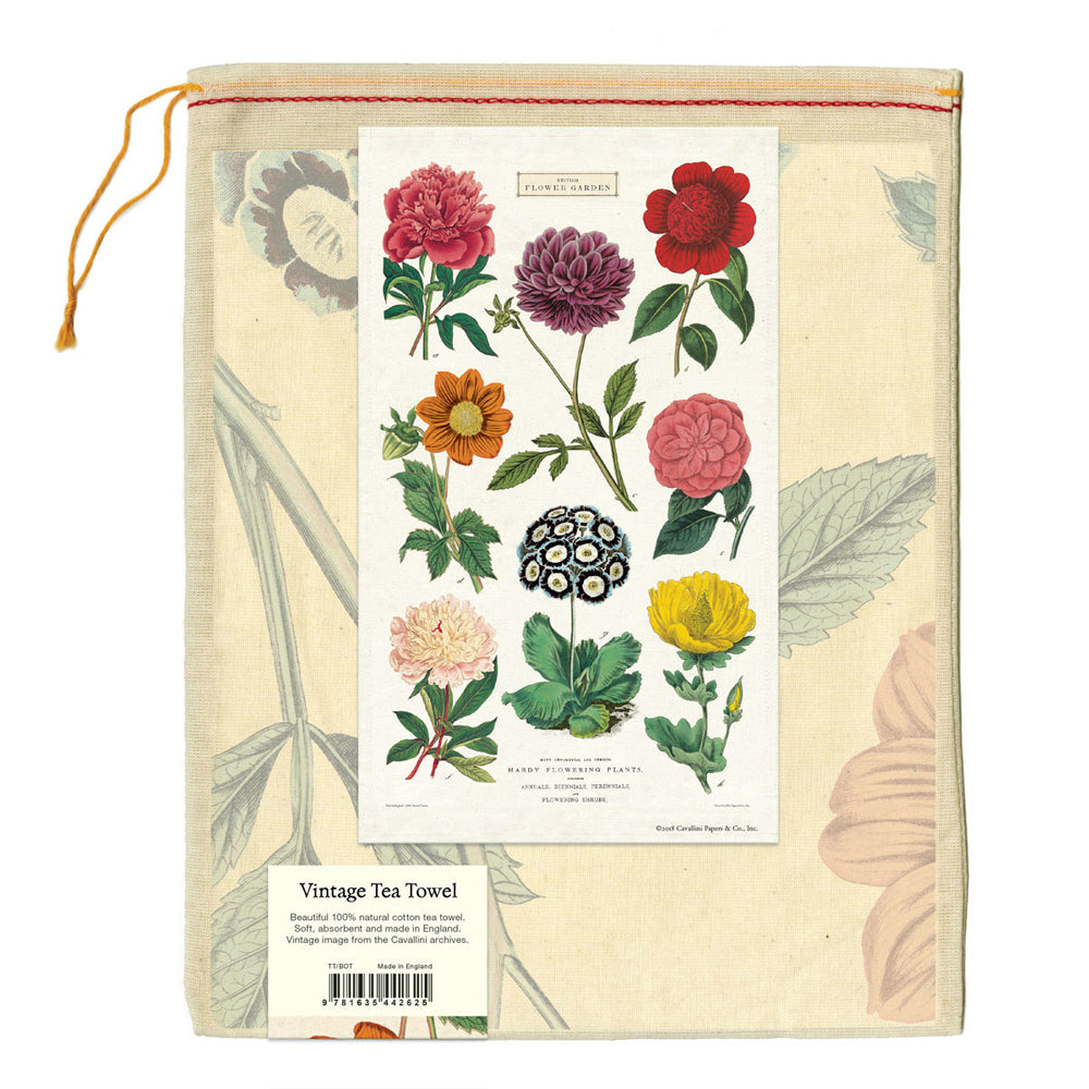 Cavallini Cotton Kitchen Tea Towel 48x80cm - Botanical