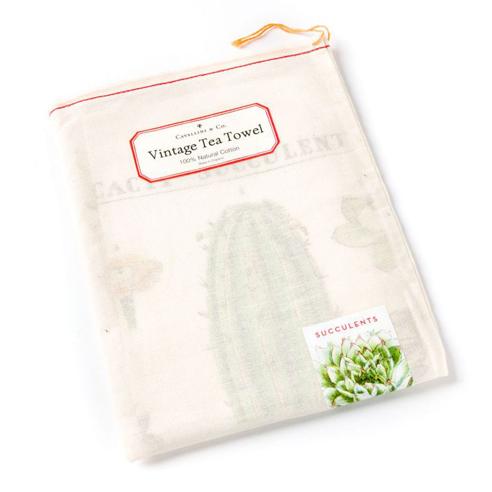 Cavallini Cotton Kitchen Tea Towel 48x80cm - Succulents