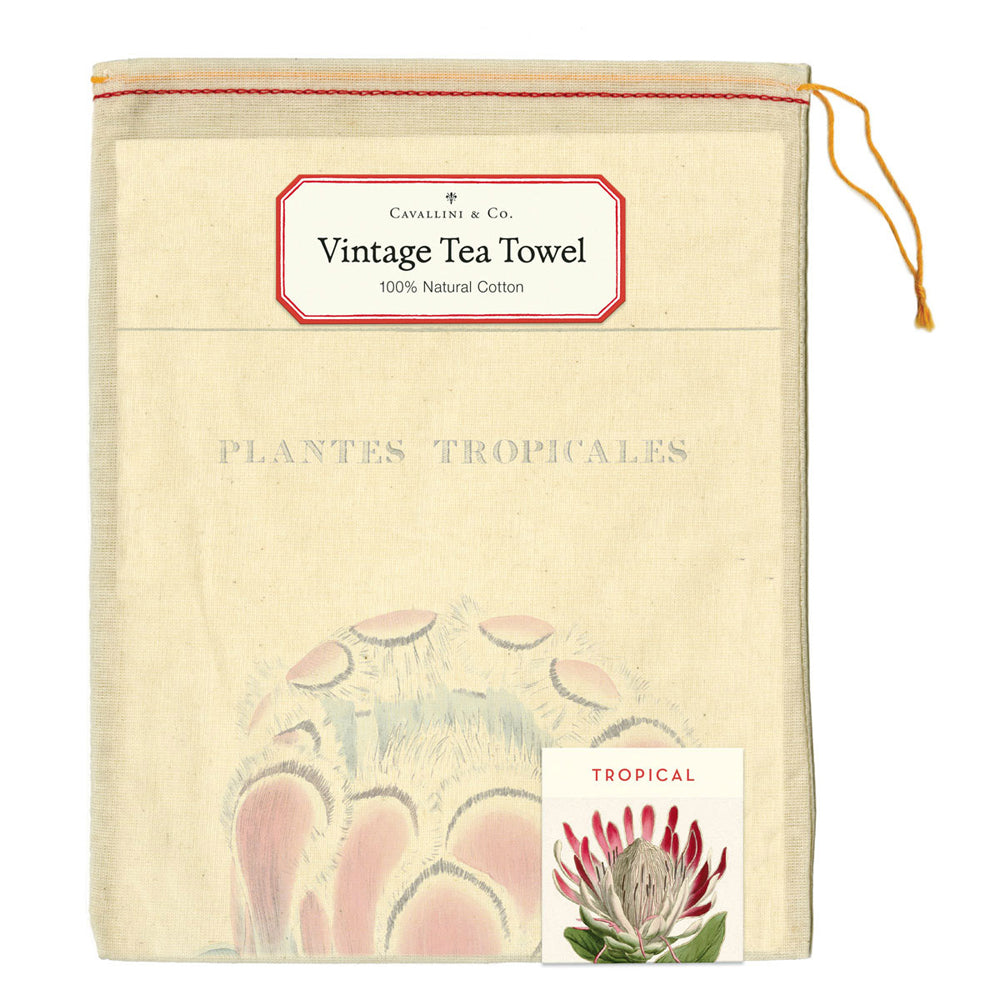 Cavallini Cotton Kitchen Tea Towel 48x80cm - Tropical Plants