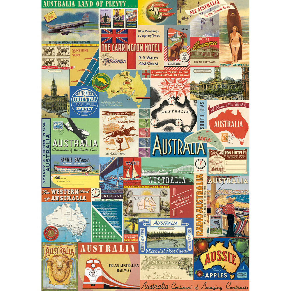 3PK Cavallini Paper Poster Prints/Gift Wrap 50x70cm - Australian Collage 2