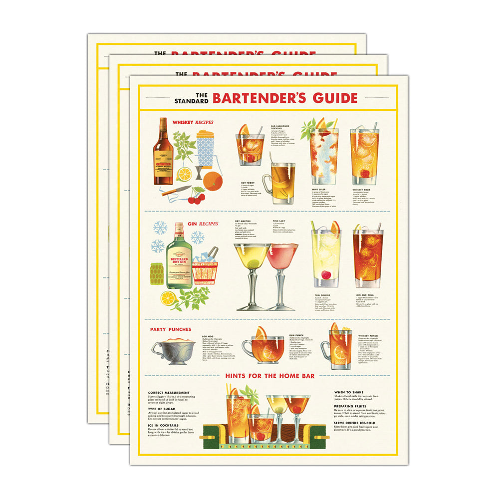 3PK Cavallini Paper Poster Prints/Gift Wrap 50x70cm - Bartenders Chart