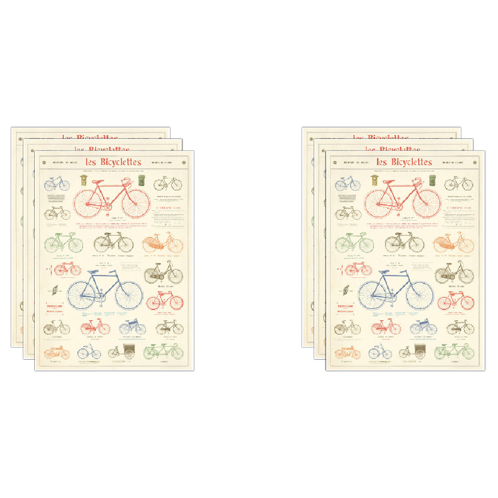 6PK Cavallini Paper Poster Prints/Gift Wrap 50x70cm - Les Bicyclettes
