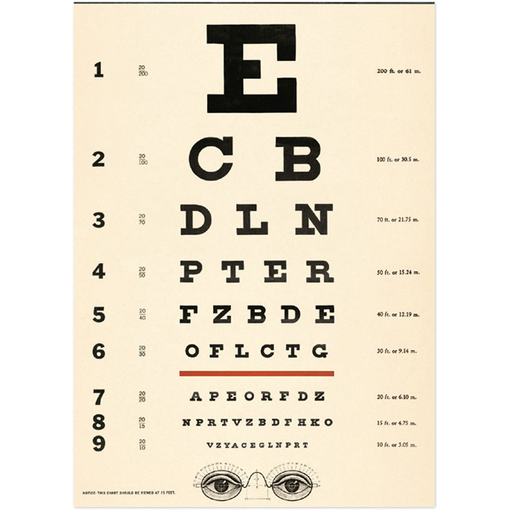 6PK Cavallini Paper Poster Prints/Gift Wrap 50x70cm - Eye Chart