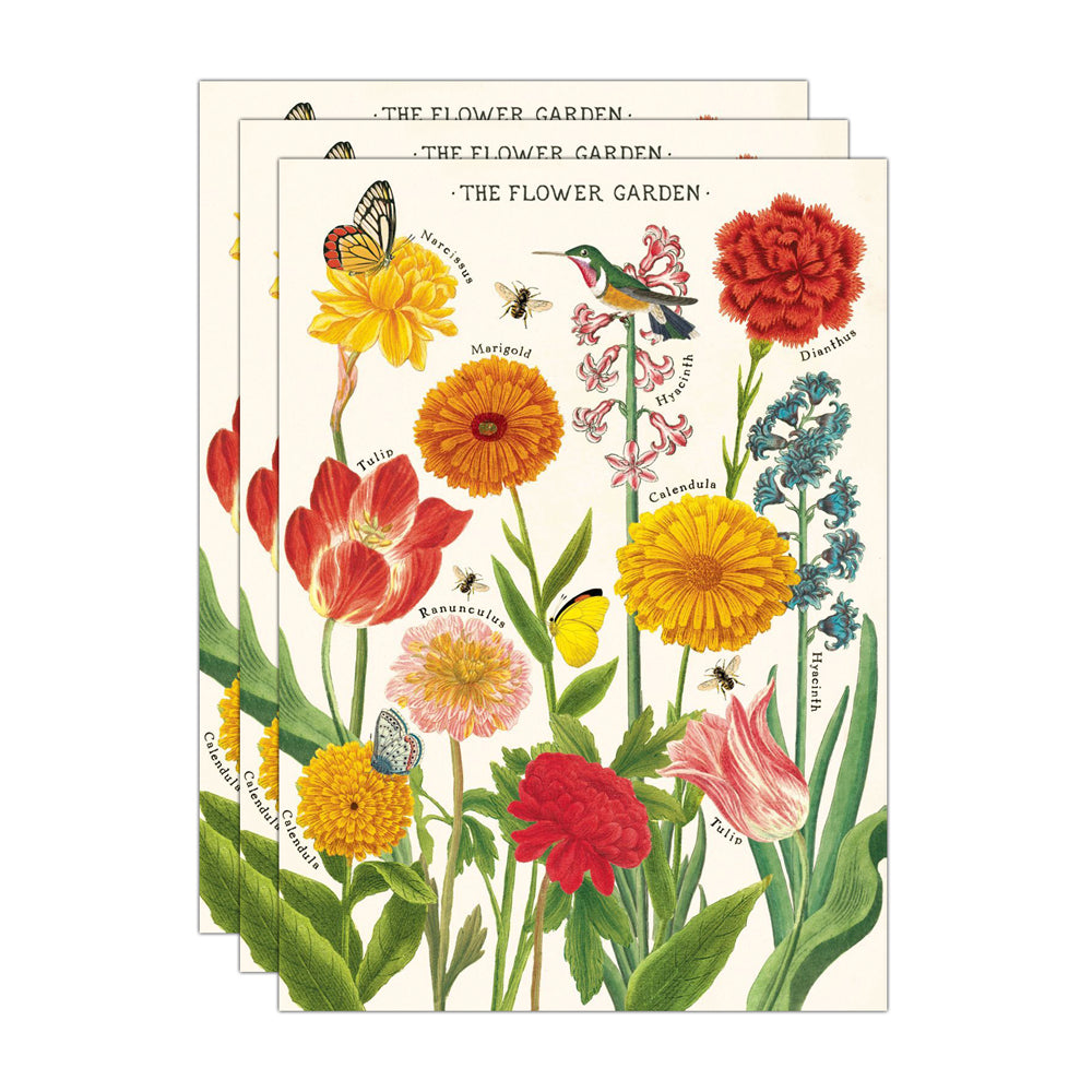 3PK Cavallini Paper Poster Prints/Gift Wrap 50x70cm - Flower Garden