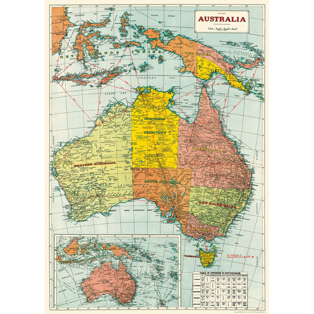 3PK Cavallini Paper Poster Prints/Gift Wrap 50x70cm - Map Australia 2