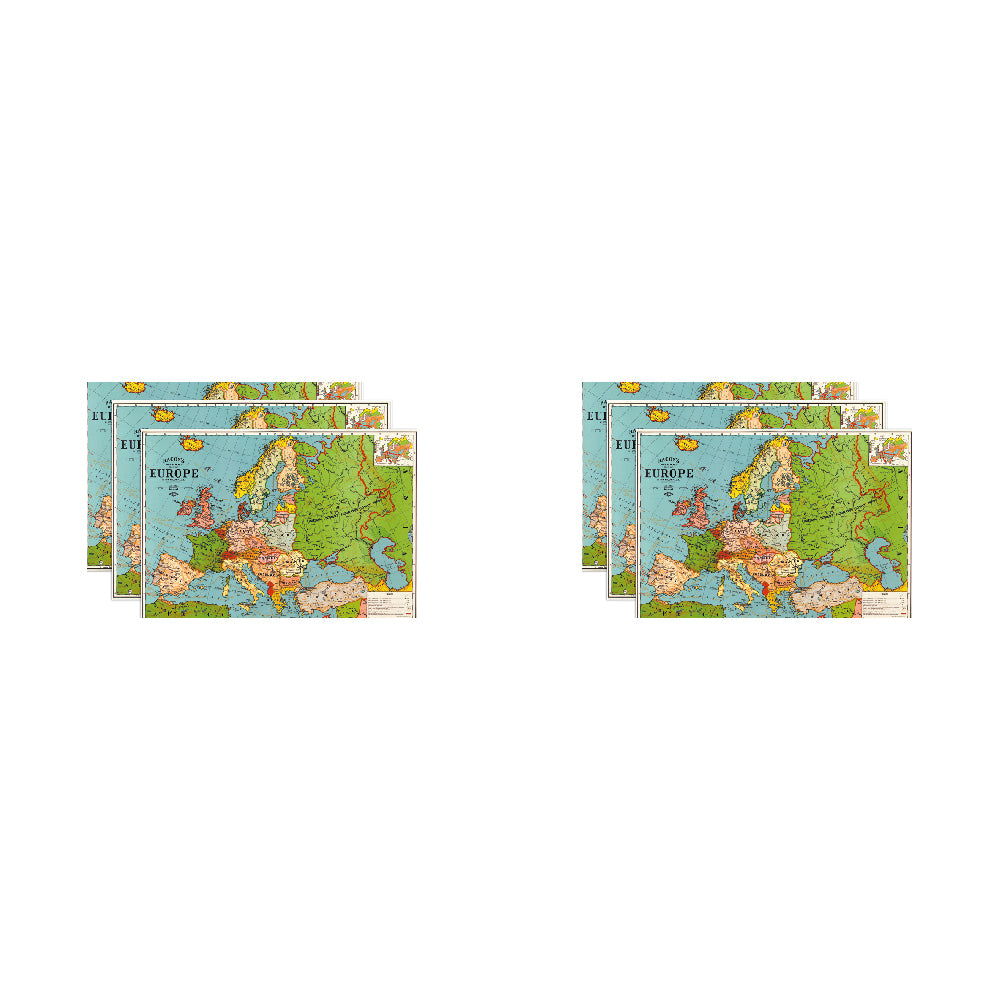 6PK Cavallini Paper Poster Prints/Gift Wrap 70x50cm - Map Europe 3