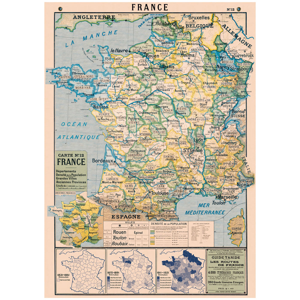 3PK Cavallini Paper Poster Prints/Gift Wrap 50x70cm - Map France 2